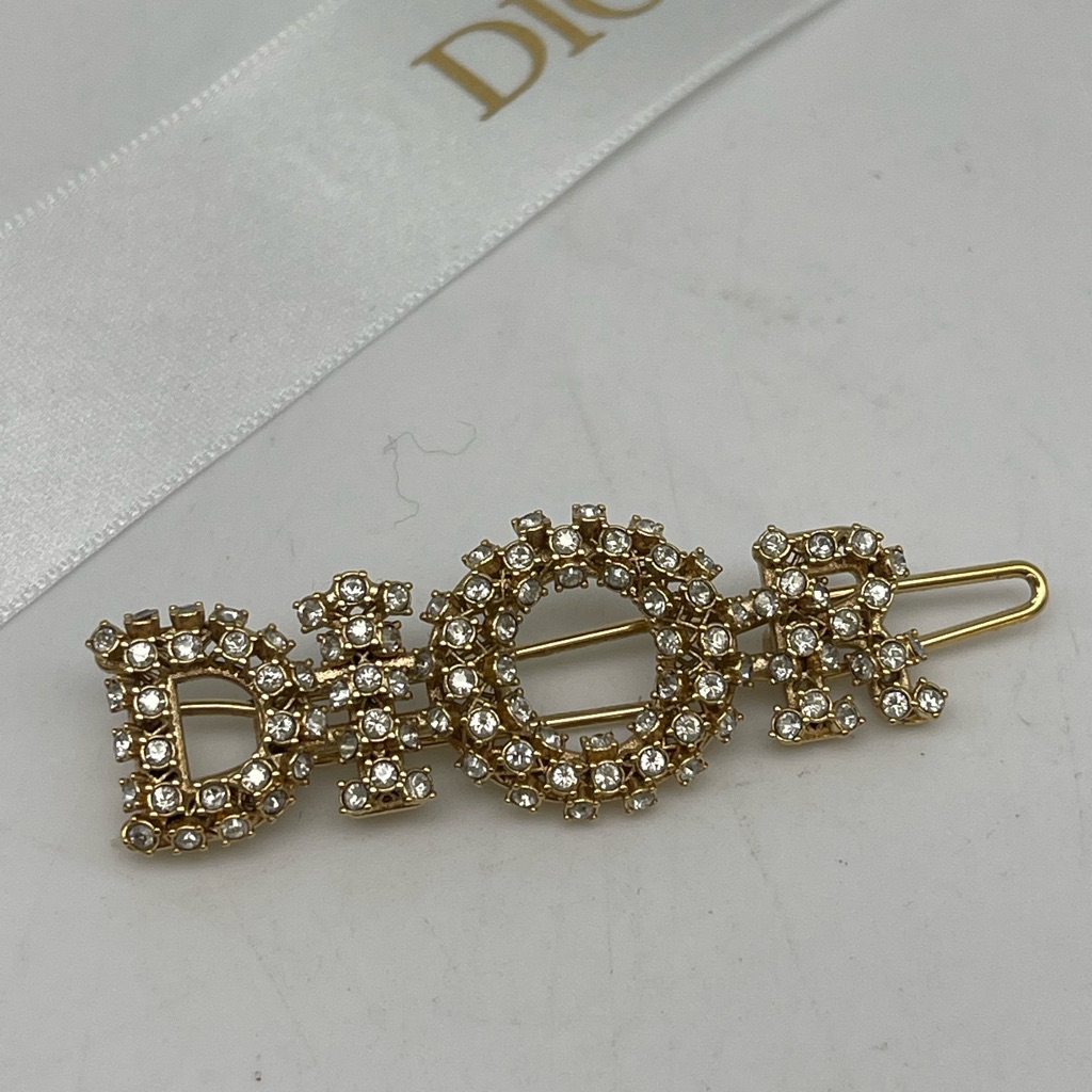 Dior Hair Clip Gold Metal And Crystals. 100% Authentic!